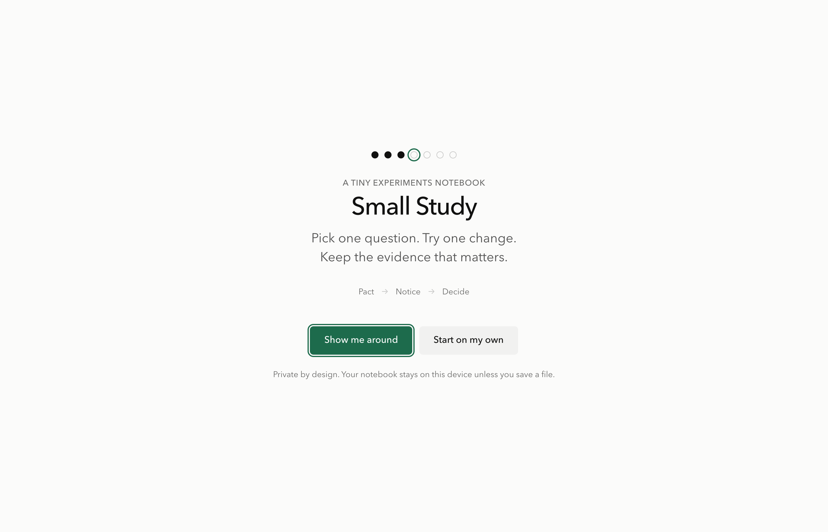 Small Study screen: Understand the promise first