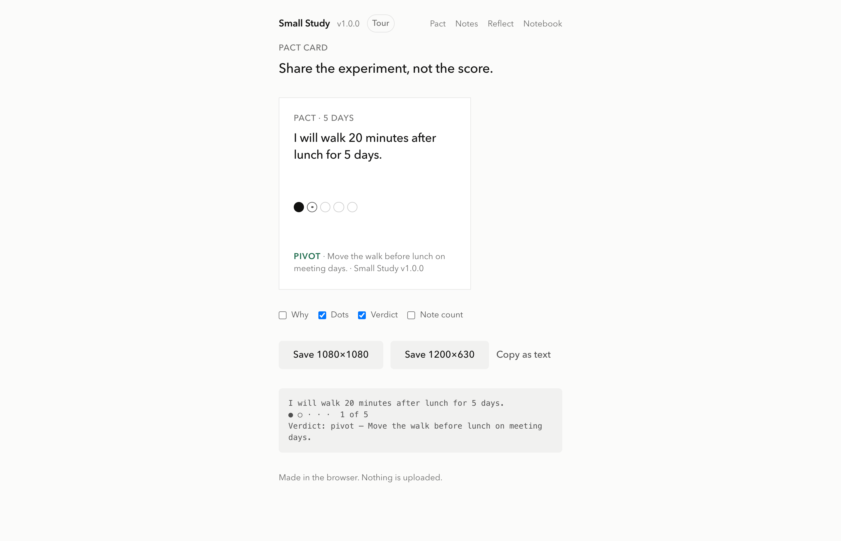 Small Study screen: Share with explicit disclosure